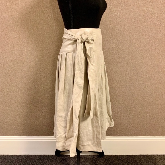 Linen metallic, pleated  wrap skirt - Picture 4 of 5